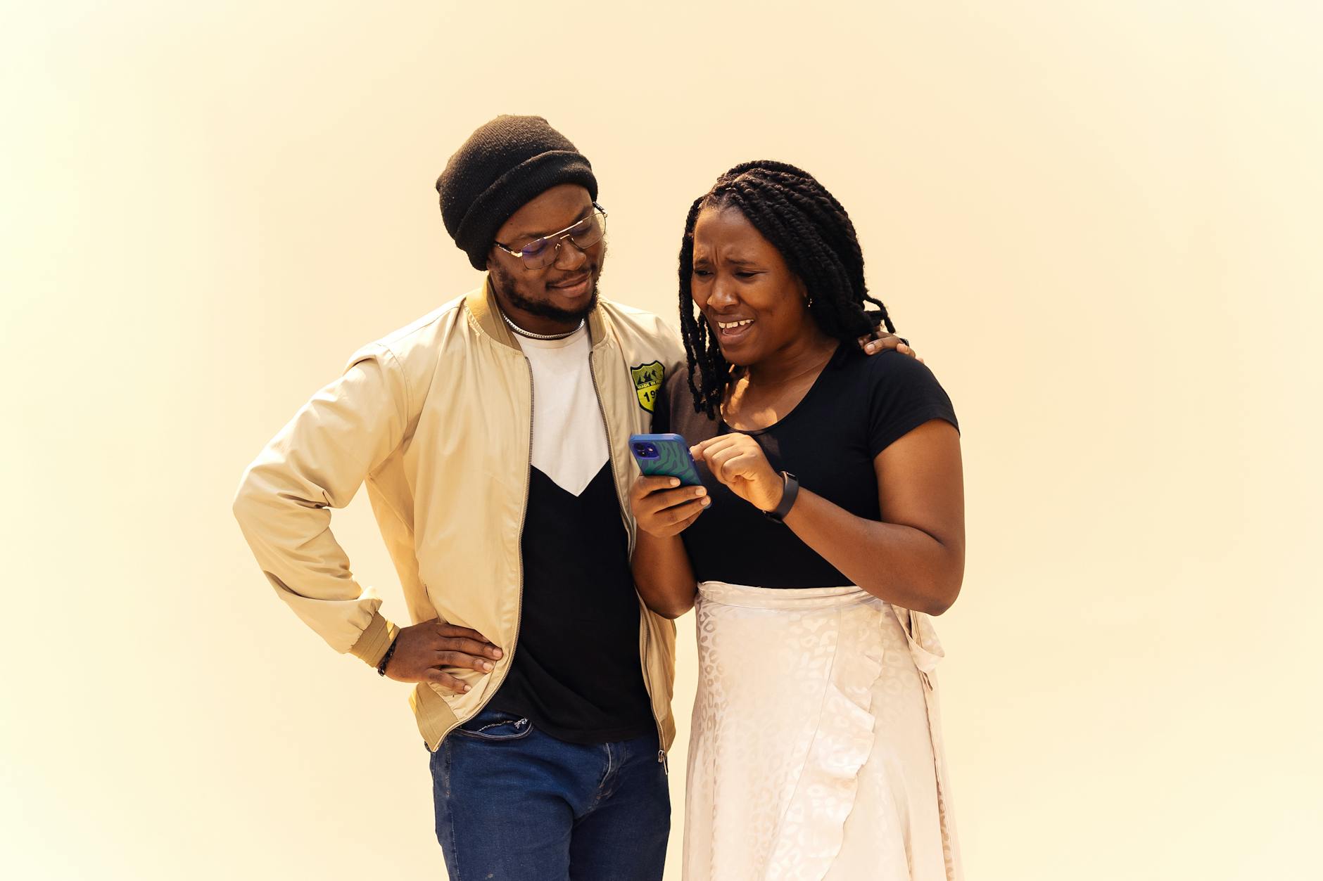 young couple enjoying smartphone interaction